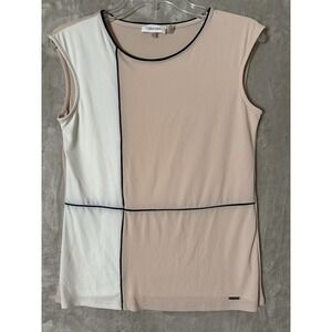 Calvin Klein Top Womens Size XS Pale Pink Sleeveless Office Career Stretch